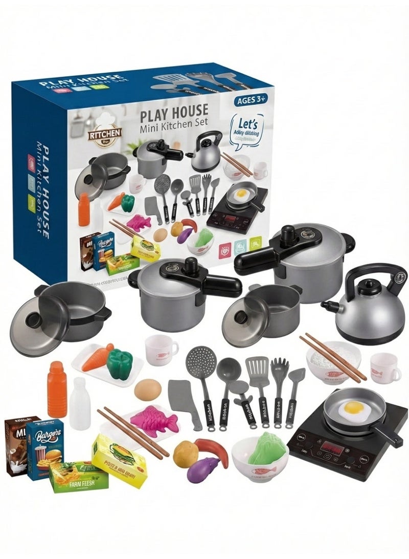 36 Pcs Toy Kitchen Pretend Play Set for Kids - Realistic Plastic Food & Cookware Toys, Educational Role Play Gift for Boys & Girls - Image 1